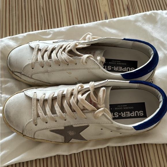 Golden Goose White Sneakers with Blue and Gray Details